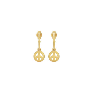 9ct Yellow Gold Peace Hoop Earrings