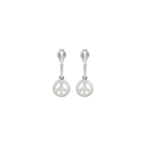 Silver Peace Hoop Earrings