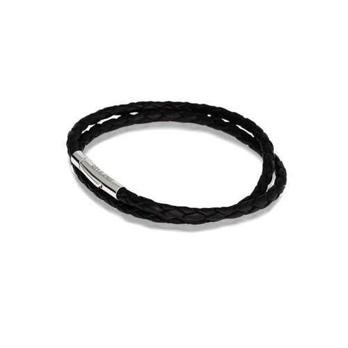 Black Leather Double Twist Bracelet