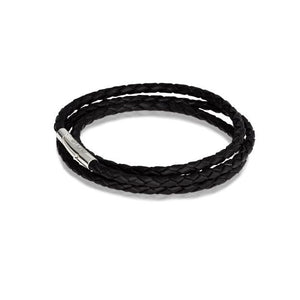 Black Leather Triple Twist Bracelet