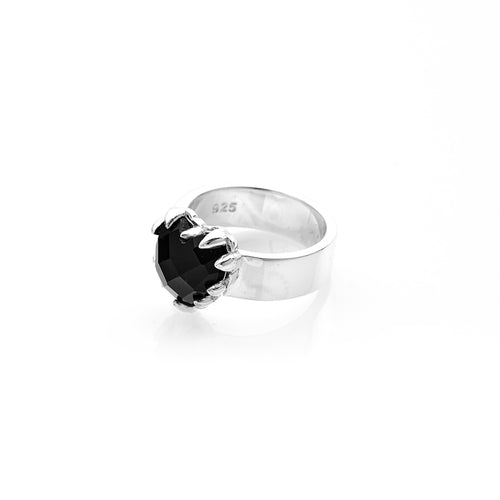 Silver Love Claw Ring - Onyx