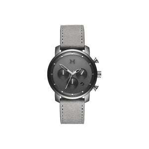 Chrono Grey Leather Men's Watch