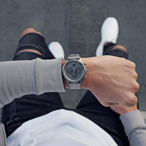Chrono Grey Leather Men's Watch