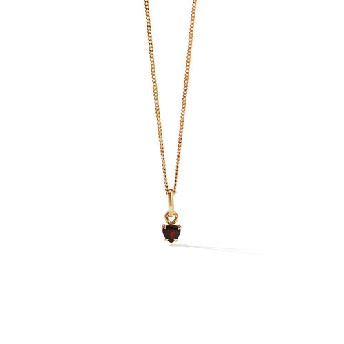 Gold Plated Micro Heart Jewel Necklace - Thai Garnet