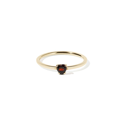Gold Plated Micro Heart Jewel Ring - Thai Garnet