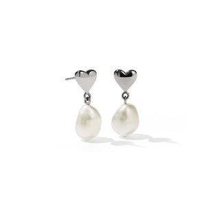 Silver Mini Camille Pearl Drop Earrings