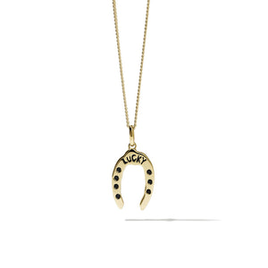 9ct Yellow Gold Lucky Necklace - Black Diamond