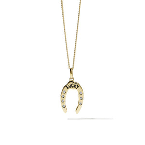 9ct Yellow Gold Lucky Necklace - White Diamond