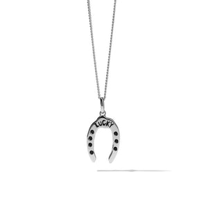 Silver Lucky Necklace Set - Black Diamond