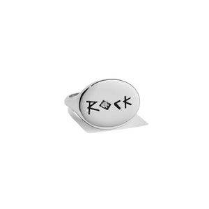 Silver Rock Ring Set - White Diamond