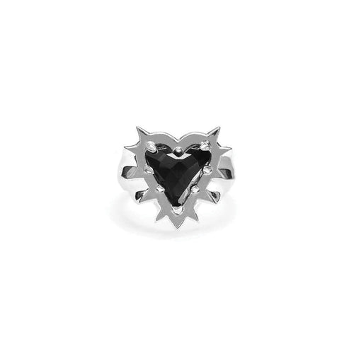 Silver Rebellious Heart Ring