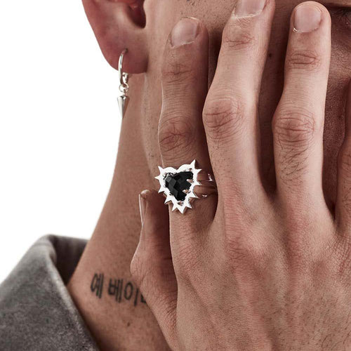 Silver Rebellious Heart Ring