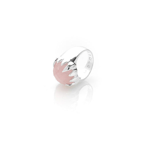 Silver Claw Ring  - Rose Quartz