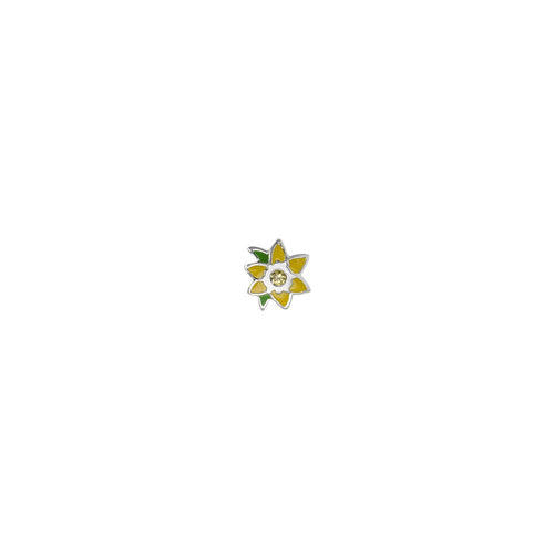 Silver and Enamel March Daffodil Charm