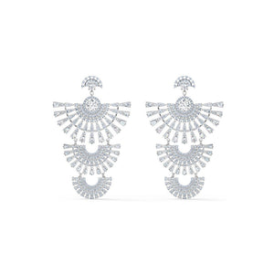 Sparkling Dance Dial Up Pierced Earrings - White Rhodium Plated