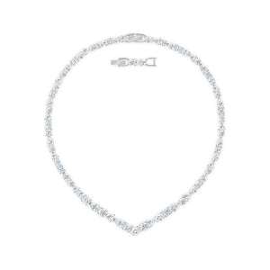 Tennis Deluxe Mixed V Necklace - White Rhodium Plated