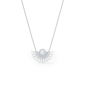 Sparkling Dance Dial Up Necklace Short- White Rhodium Plated