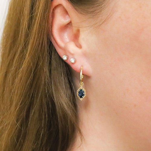 9ct Yellow Gold Emery Sapphire Earrings