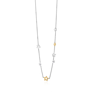 Silver and 9ct Gold Stargazers Necklace