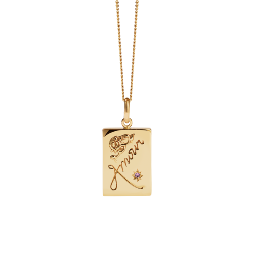 Gold Plated Amour Necklace - Pink Saphire