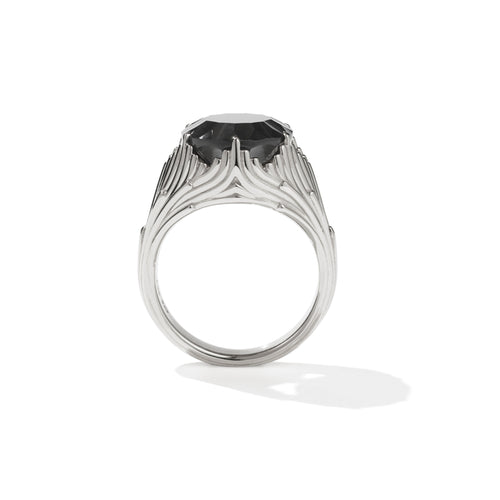 Silver Aphrodite Cocktail Ring - Onyx