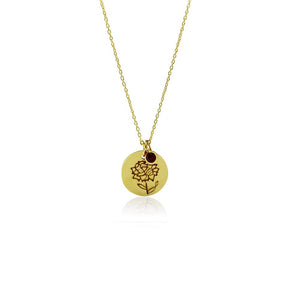 Gold Plated Birth Flower Necklace - January