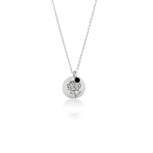 Silver Birth Flower Necklace - January