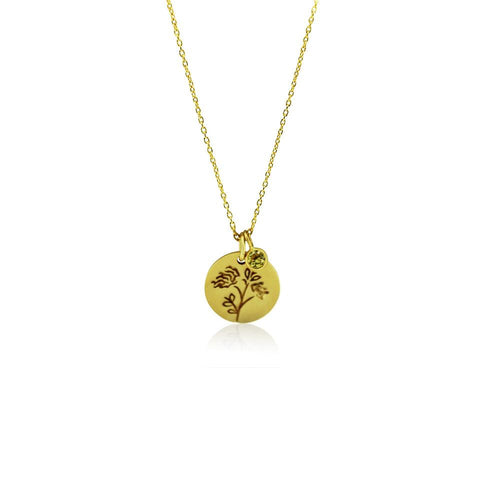 Gold Plated Birth Flower Necklace - November