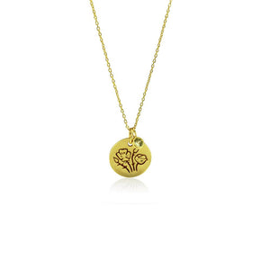 Gold Plated Birth Flower Necklace - August