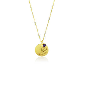 Gold Plated Birth Flower Necklace - February