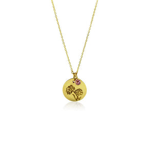 Gold Plated Birth Flower Necklace - October