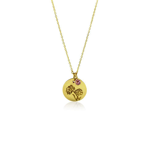 Gold Plated Birth Flower Necklace - October