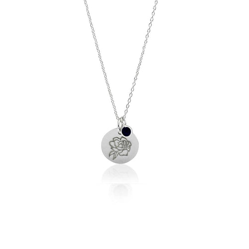 Silver Birth Flower Necklace - September