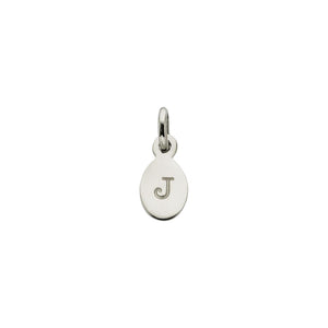 Silver J Oval Letter Charm