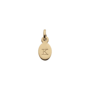 18ct Gold Plated Vermeil K Oval Letter Charm