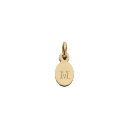 18ct Gold Plated Vermeil M Oval Letter Charm