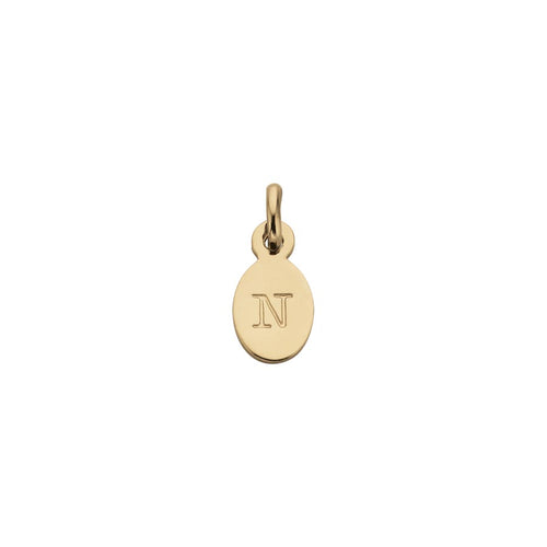 18ct Gold Plated Vermeil N Oval Letter Charm