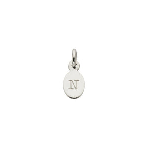 Silver N Oval Letter Charm