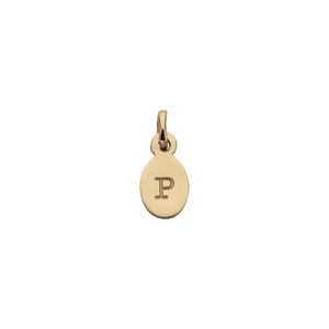 18ct Gold Plated Vermeil P Oval Letter Charm
