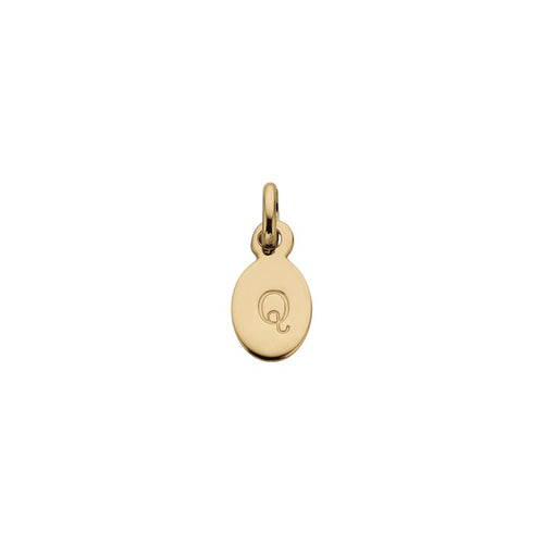 18ct Gold Plated Vermeil Q Oval Letter Charm