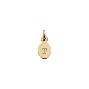 18ct Gold Plated Vermeil T Oval Letter Charm
