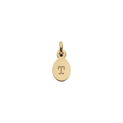 18ct Gold Plated Vermeil T Oval Letter Charm