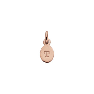 18ct Rose Gold Vermeil Plated T Oval Letter Charm