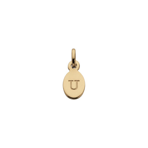 18ct Gold Plated Vermeil U Oval Letter Charm