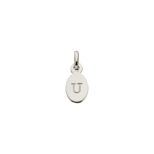 Silver U Oval Letter Charm