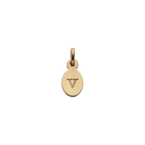 18ct Gold Plated Vermeil V Oval Letter Charm