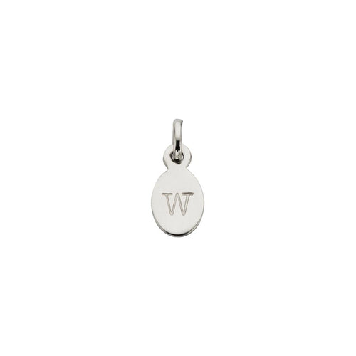 Silver W Oval Letter Charm