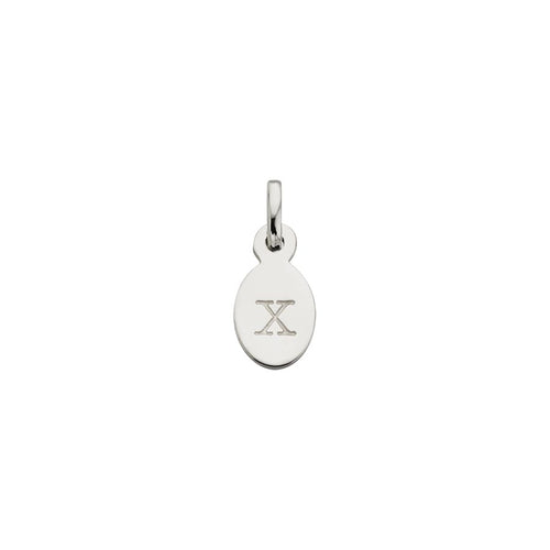 Silver X Oval Letter Charm