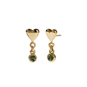 Gold Plated Camille Stud Earrings - Green Sapphire