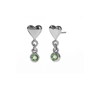 Silver Camille Stud Earrings - Green Sapphire